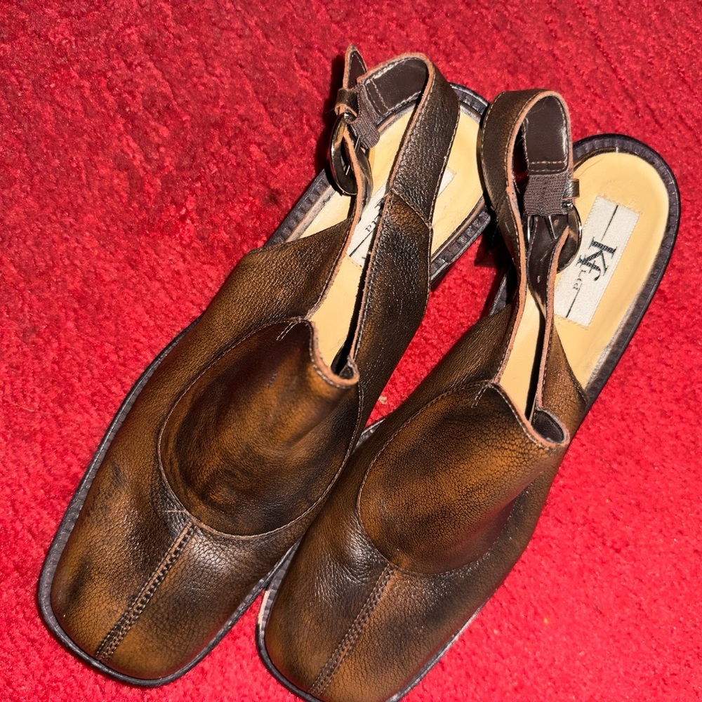 KF LTD Dark Brown Leather Slingback Loafers